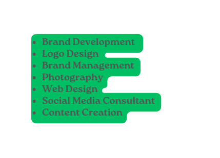 Brand Development Logo Design Brand Management Photography Web Design Social Media Consultant Content Creation